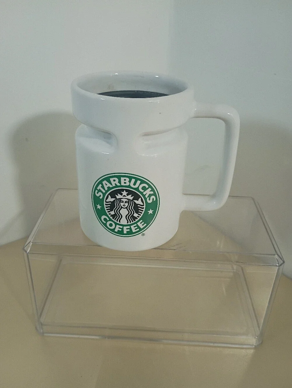 Starbucks Ceramic Coffee Cup Siren Split Tail Logo Mug Hotjo 1987-1992 With Lid.